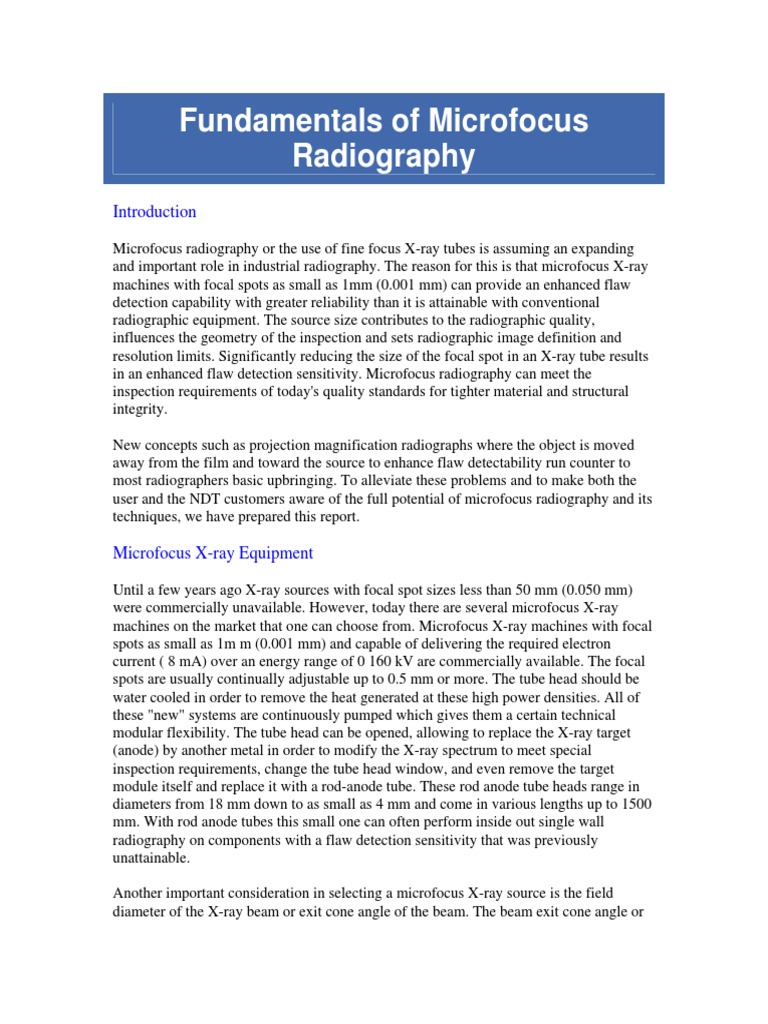 Fundamentals of Microfocus Radiography | PDF | Radiography | X Ray
