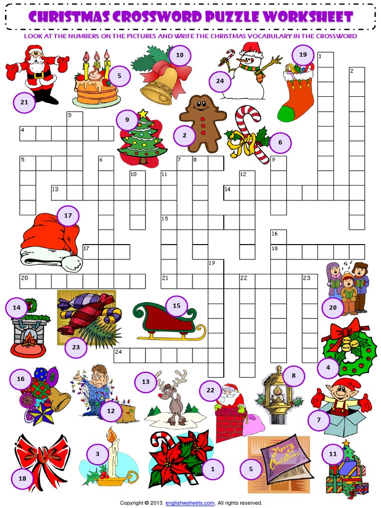 christmas criss cross crossword puzzle vocabulary worksheet | pdf