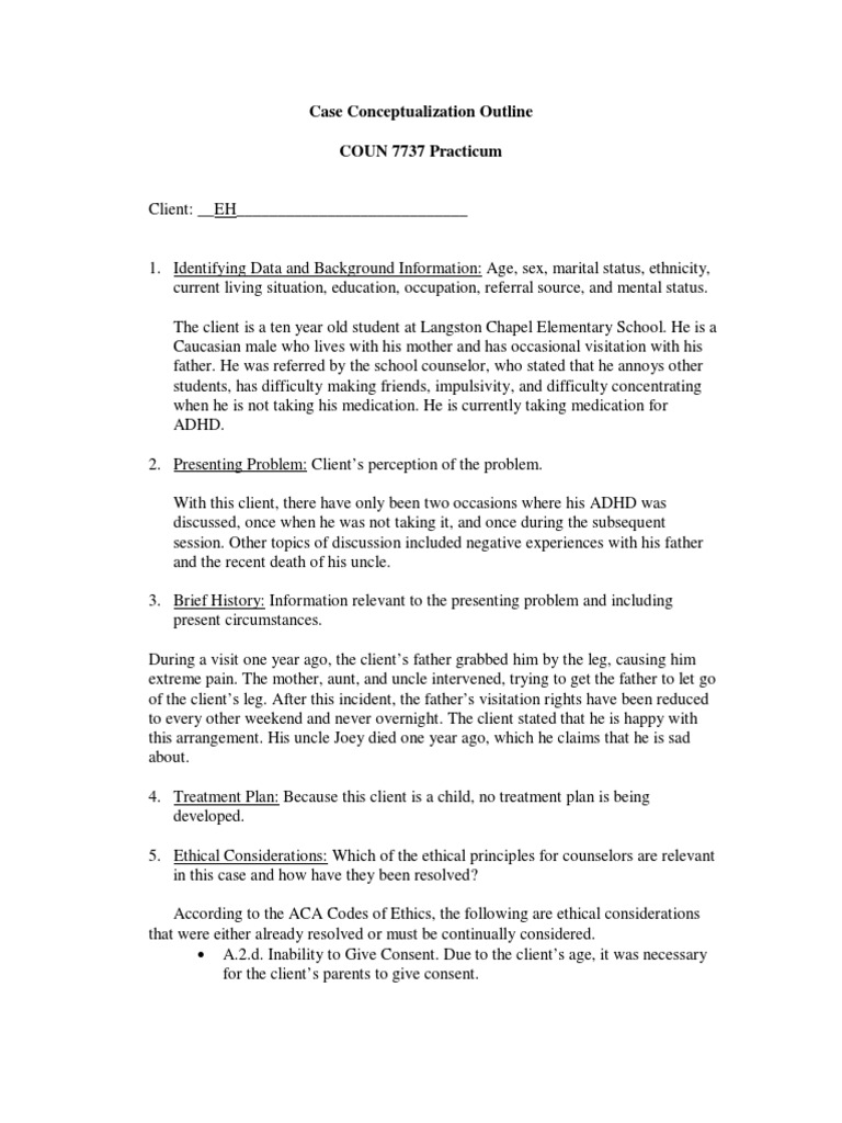 Case Conceptualization Eh | PDF | Attention Deficit Hyperactivity ...