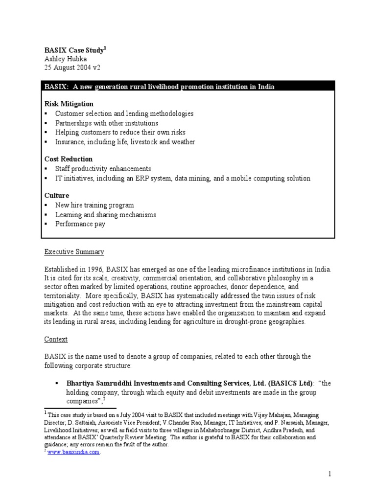 BASIX: Innovating Rural Livelihoods | PDF | Loans | Insurance