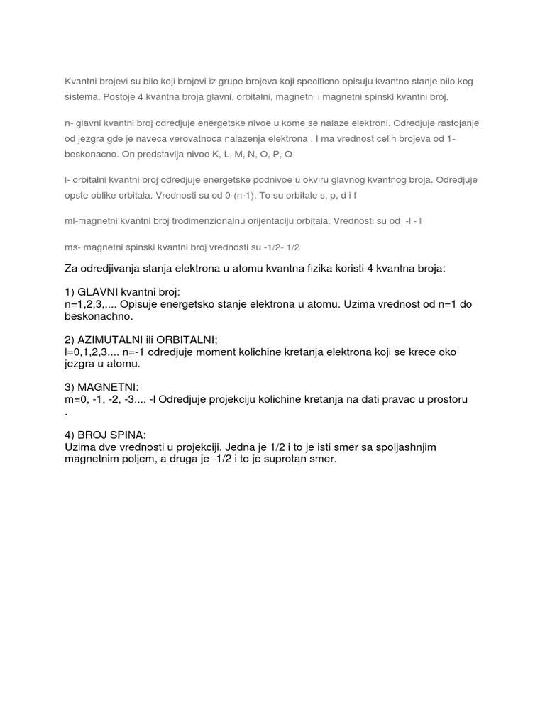 Kvantni Brojevi | PDF