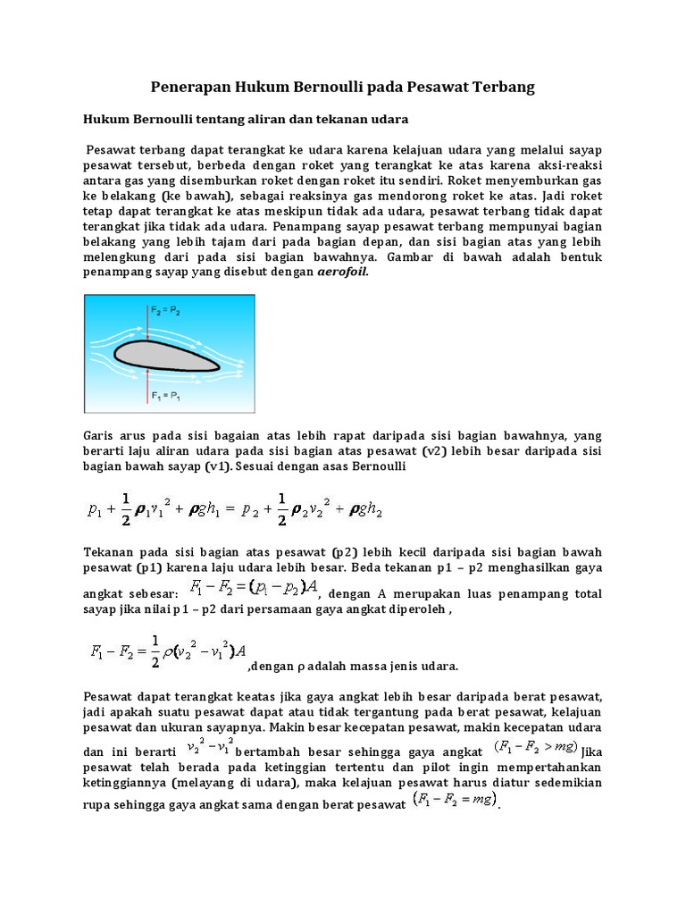 Hukum Bernoulli Tentang Aliran Dan Tekanan Udara
