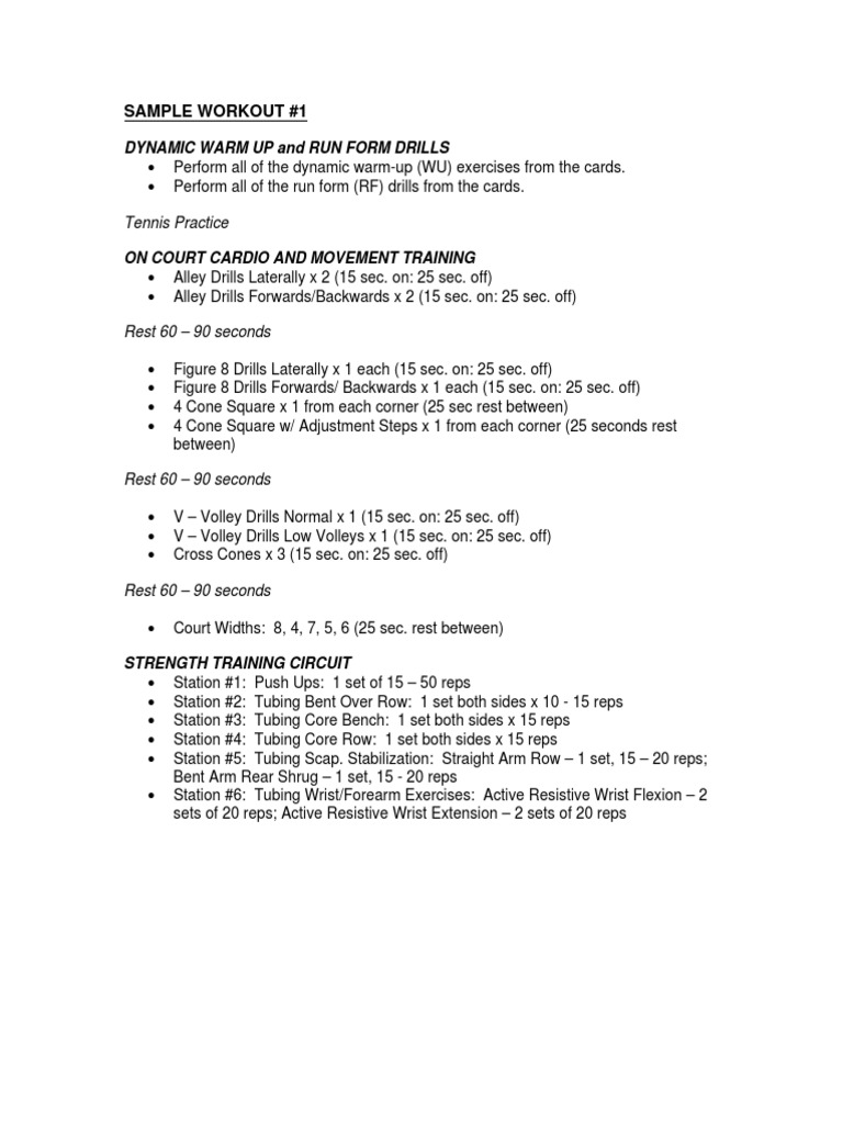 Tennis Fitness and Strength Routine | PDF