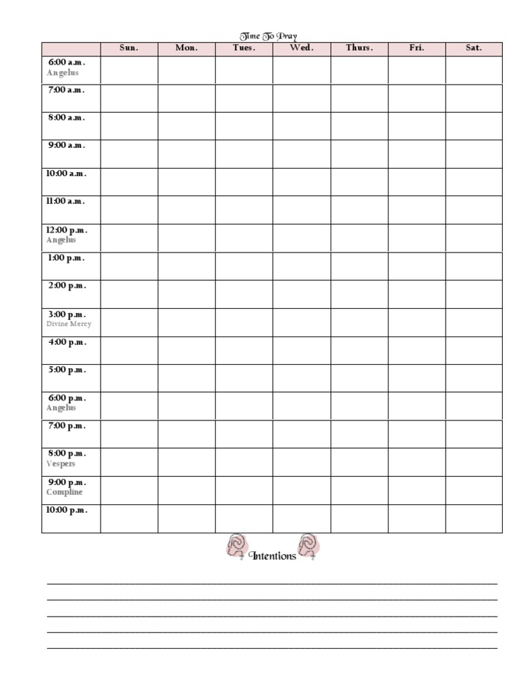 Daily Prayer Schedule Template | PDF | Religion & Spirituality