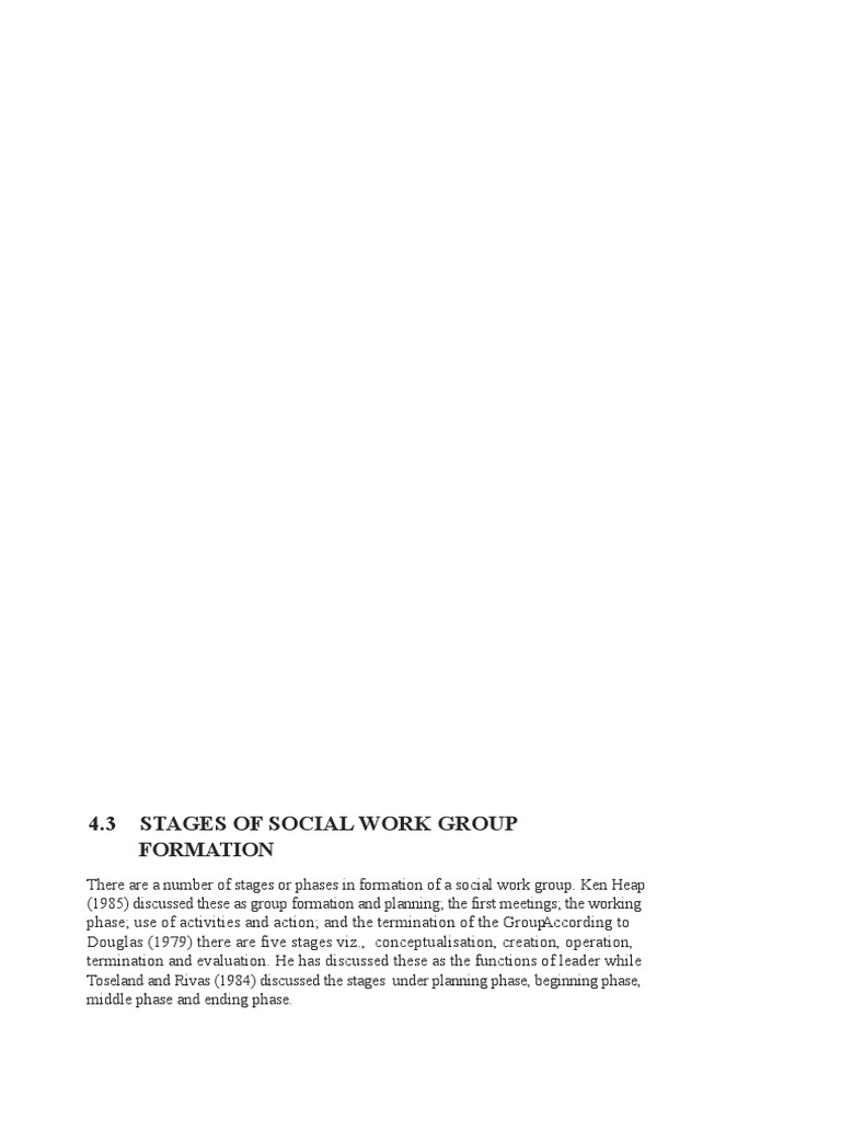 Stages of Social Work Group Formation | PDF | Social Group | Evaluation