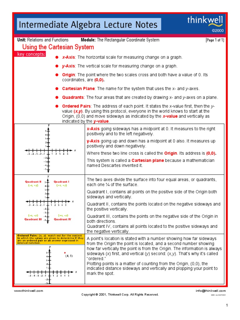 3.1 Sub Chapter Notes | PDF | Cartesian Coordinate System | Theoretical ...