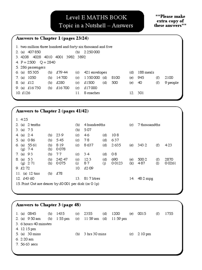 Level E Maths Book Answer Key | PDF | Euclidean Plane Geometry ...