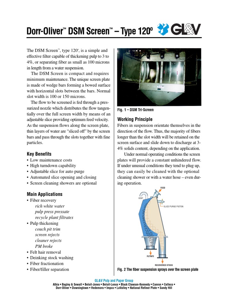 Dorr-Oliver DSM Screen Filters Pulp | PDF | Filtration | Chemical ...