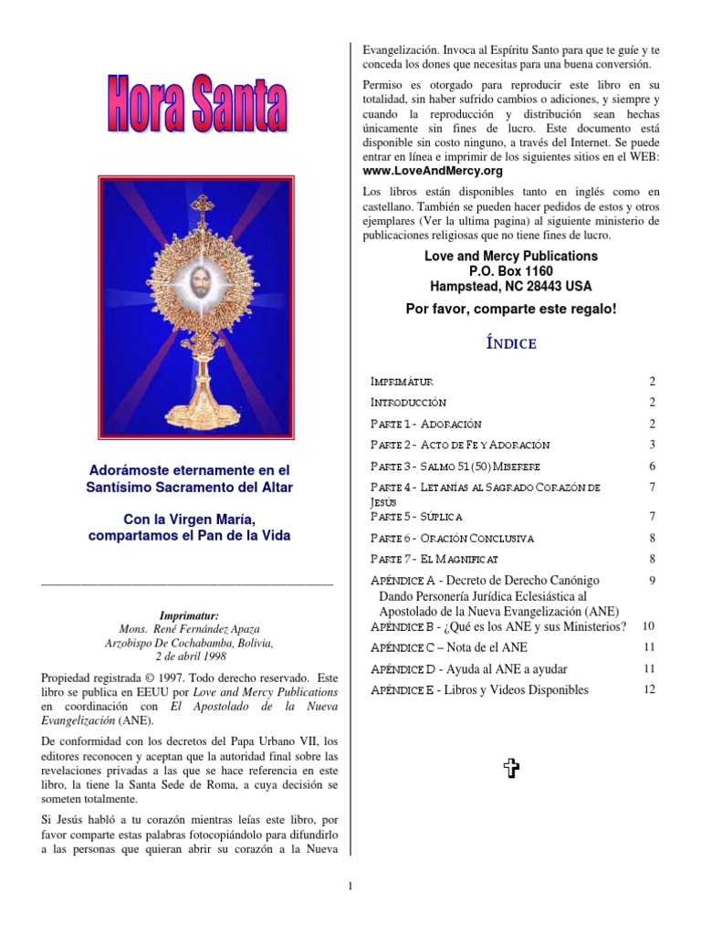 Hora Santa María, madre de Jesús Cristo (título)