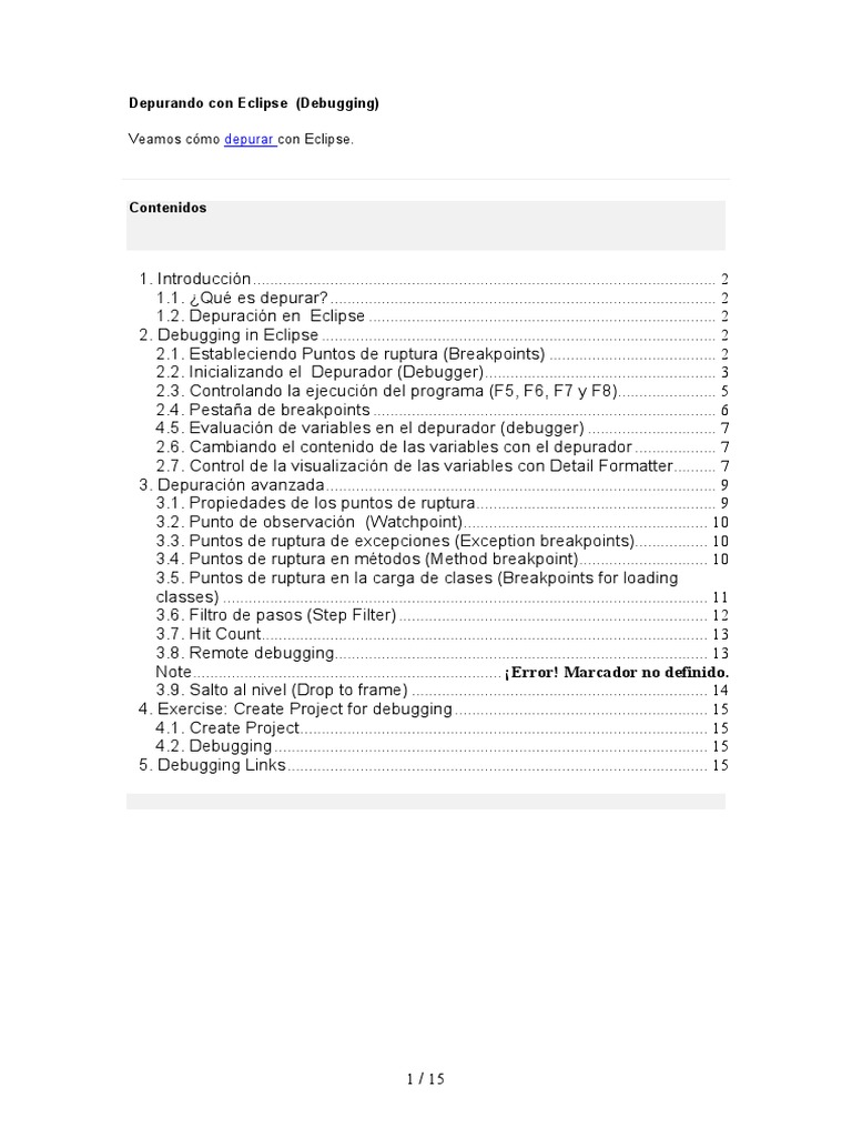 Guía de Depuración en Eclipse | PDF | Java (lenguaje de programación ...