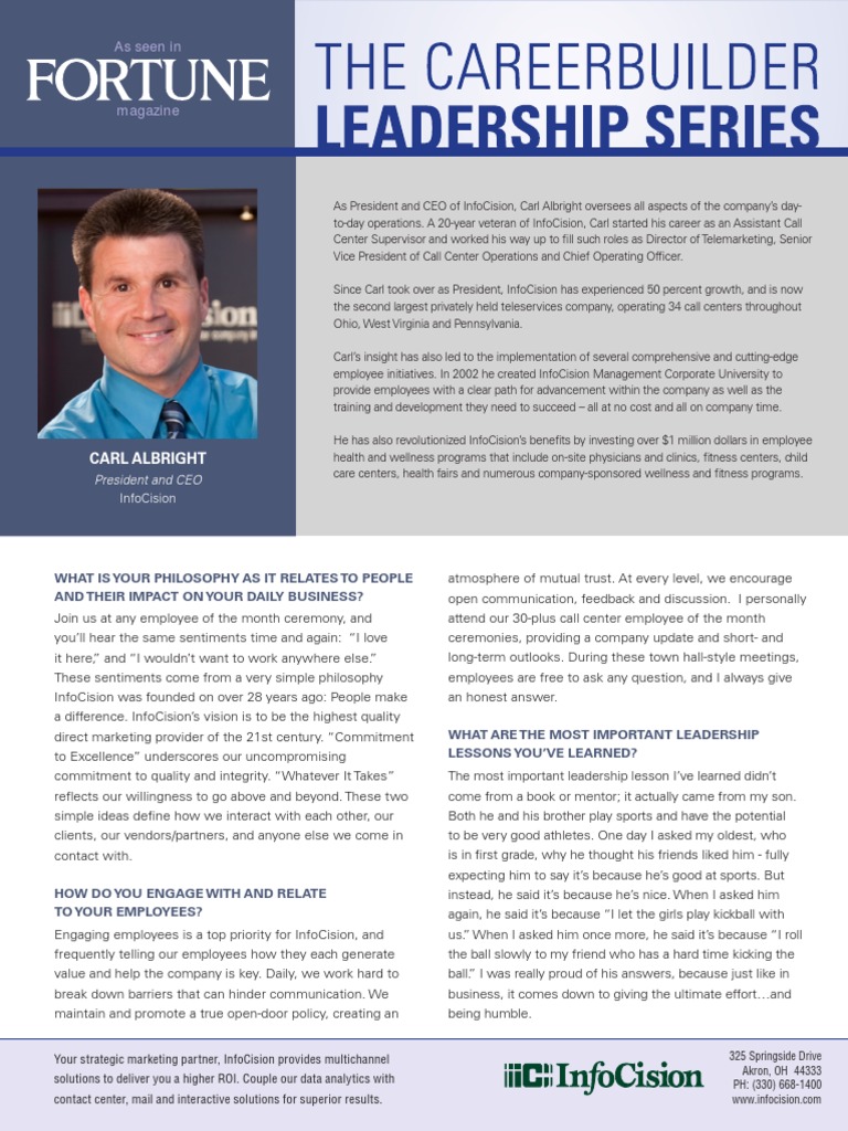 Carl Albright Fortune Article PDF Call Centre Employment