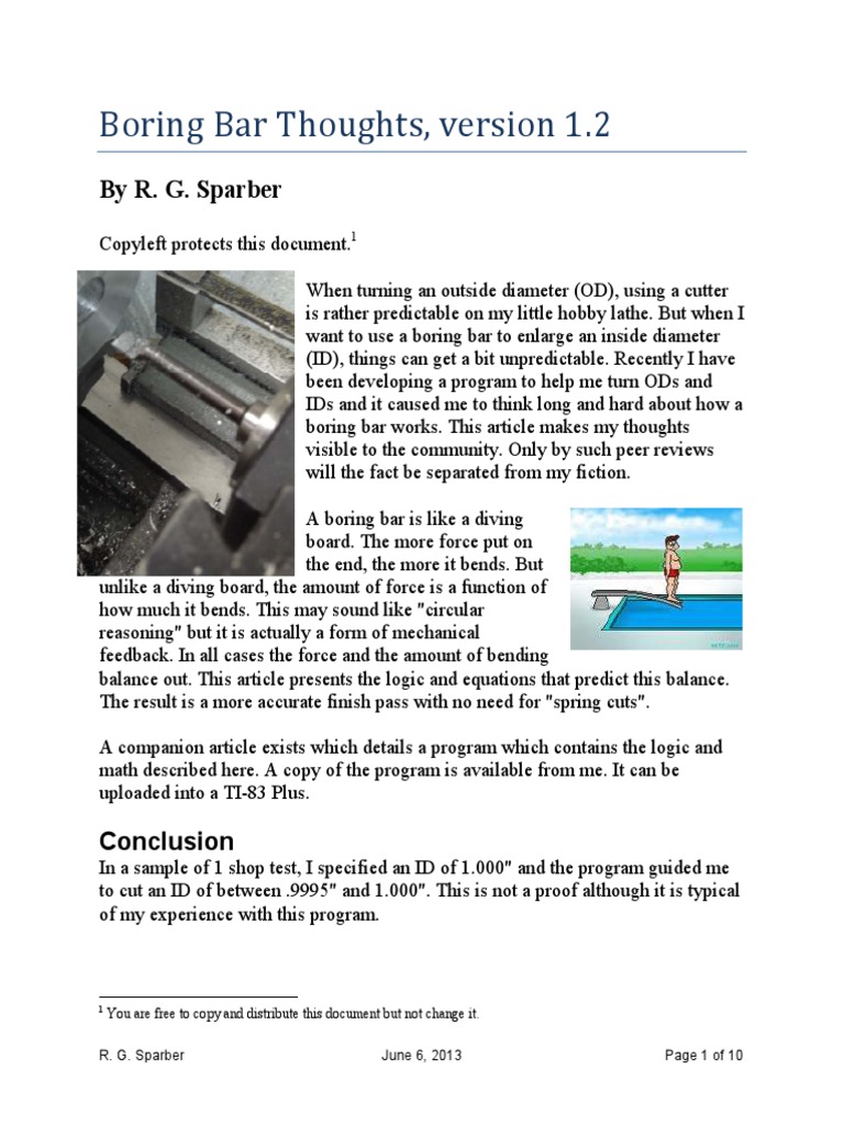 Boring Bar Deflection Theory and Depth Correction Factor PDF