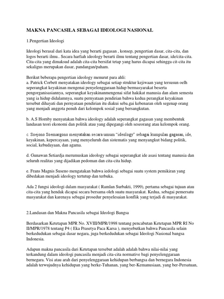 Makna Pancasila Sebagai Ideologi Nasional