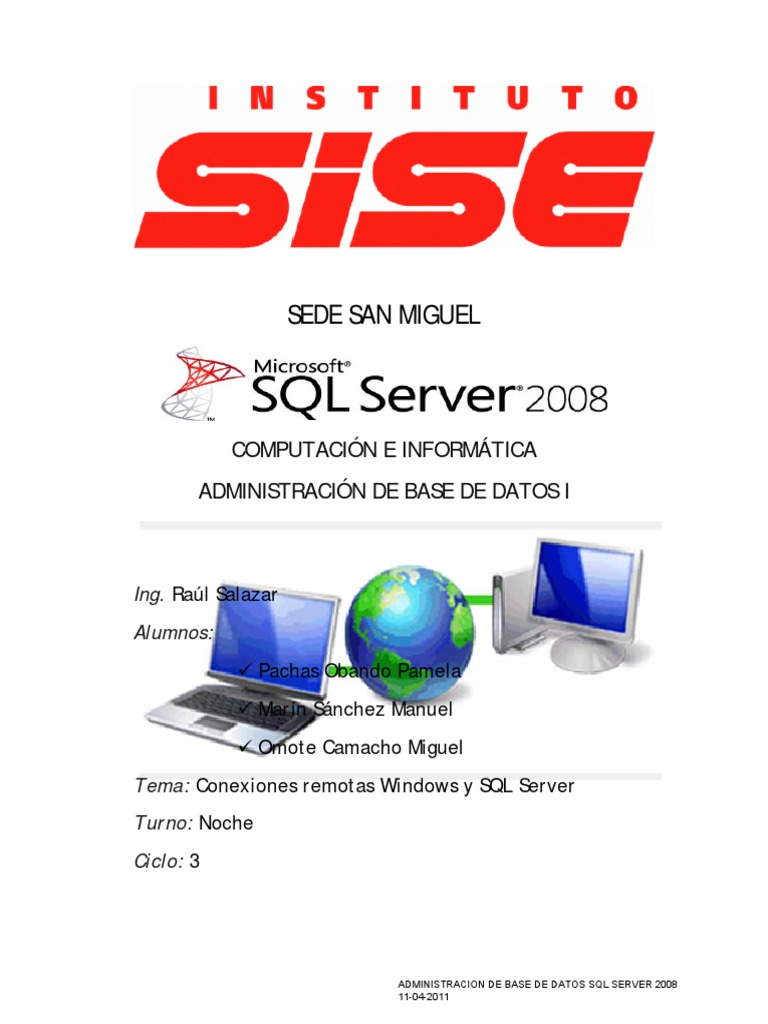 Conexiones Remotas Windows y SQL SERVER 2008 | PDF | Servidor SQL de ...