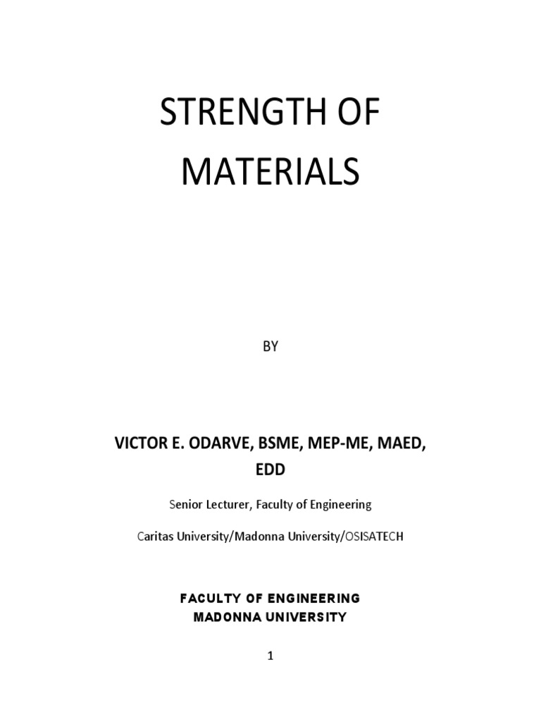 Strength of Materials PDF Bending Strength Of Materials