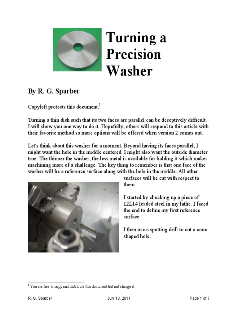 Turning A Precision Washer | PDF | Equipment | Tools
