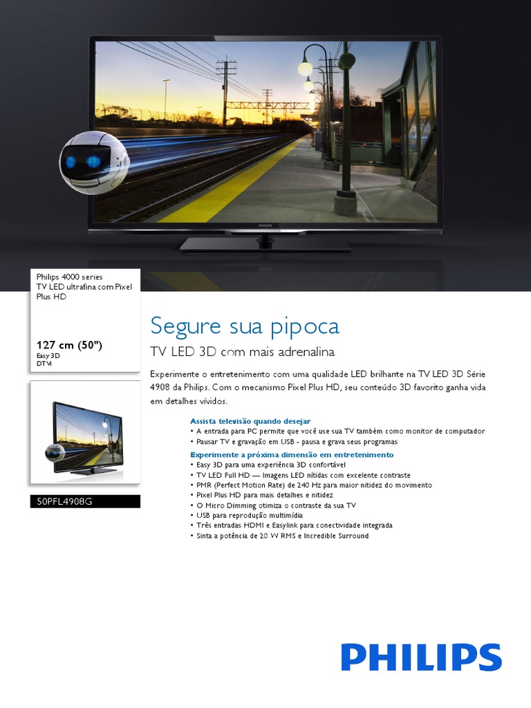 Manual TV Philips 50PFL4908G78 HDMI Formatos de Mídia