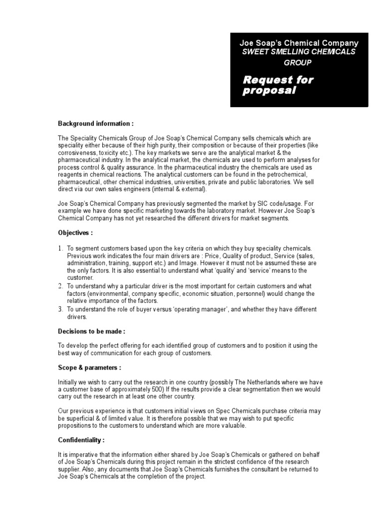 Example of Market Research Brief PDF Chemical Industry Market