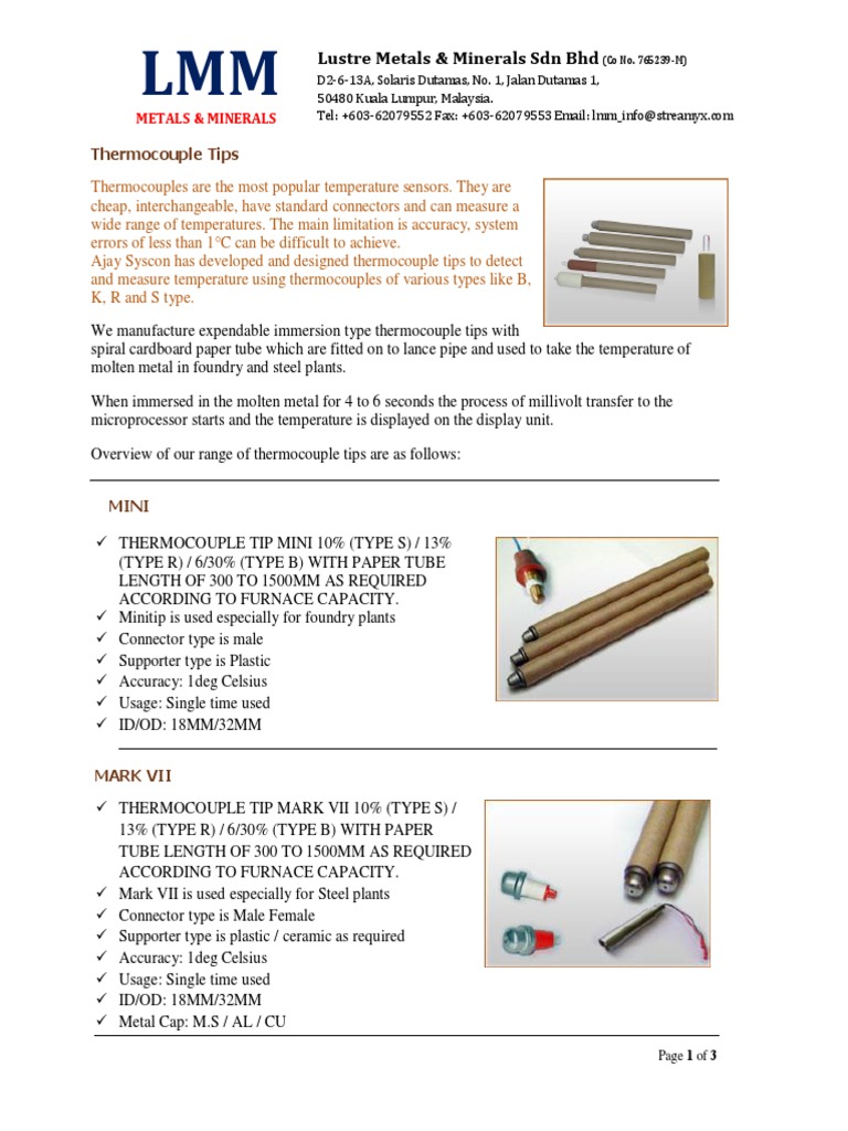 Thermocouple Tips | Thermocouple | Foundry