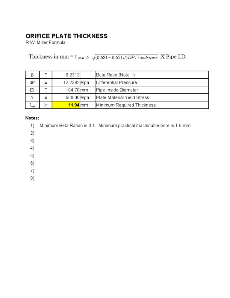 Orifice Plate Thickness Question Integrity