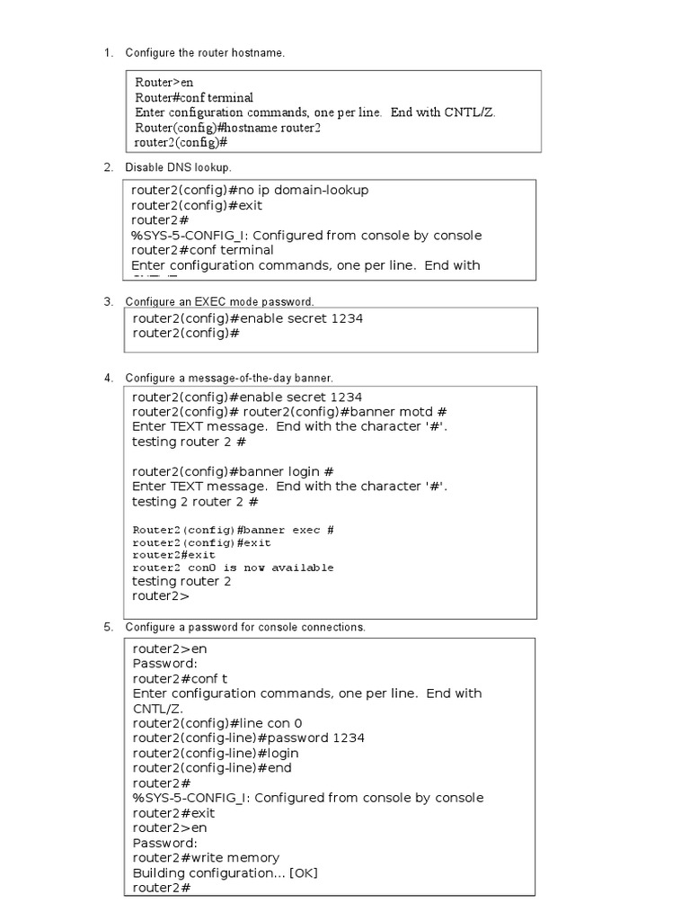 Router Configuration Steps Guide | PDF