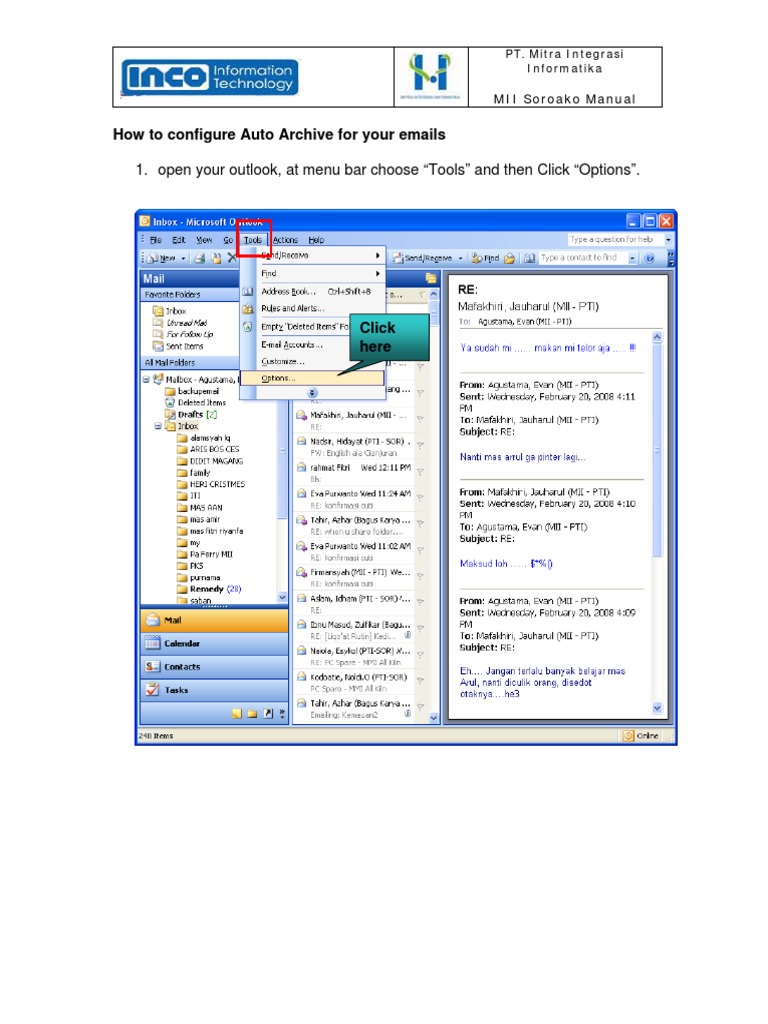 Auto Archiving Emails in Outlook | PDF | Computers