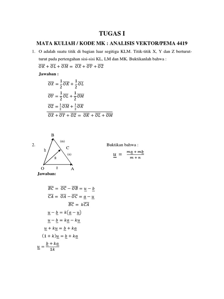 Tugas 1 Analisis Vektor | PDF | Metode & Bahan Ajar | Sains & Matematika