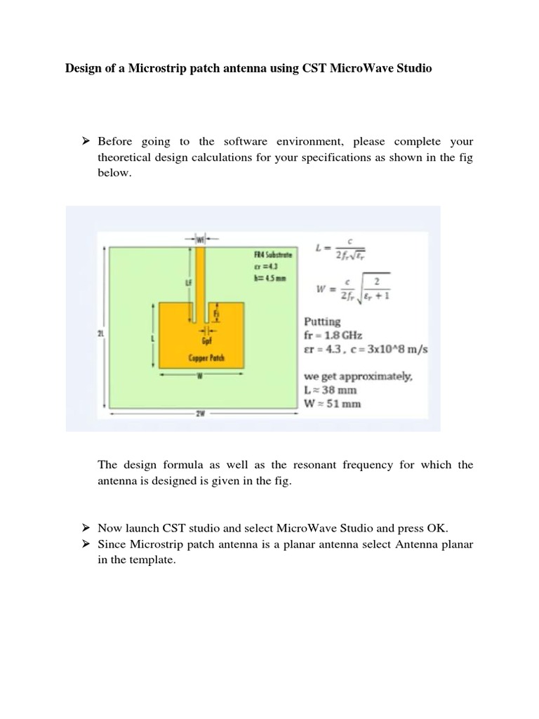 Microstrip Patch Antenna Design in CST | PDF | Antenna (Radio) | Wireless