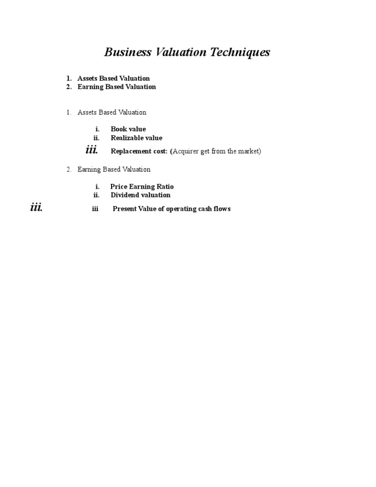 Business Valuation Techniques | PDF