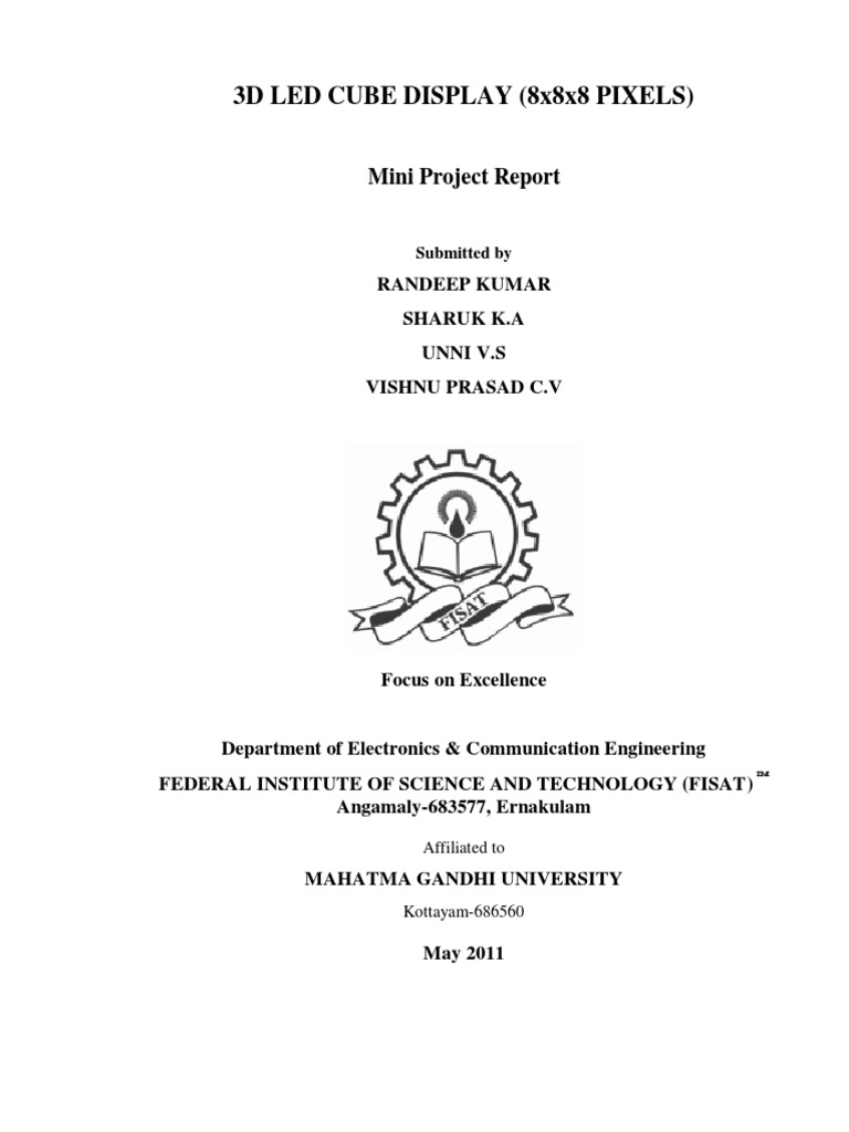 Mini Project Report (Topic - 3D LED CUBE DISPLAY (8x8x8 Pixels) ) | PDF ...