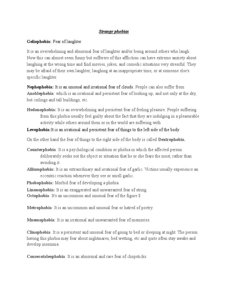 Geliophobia: Fear of Laughter: Strange Phobias | PDF