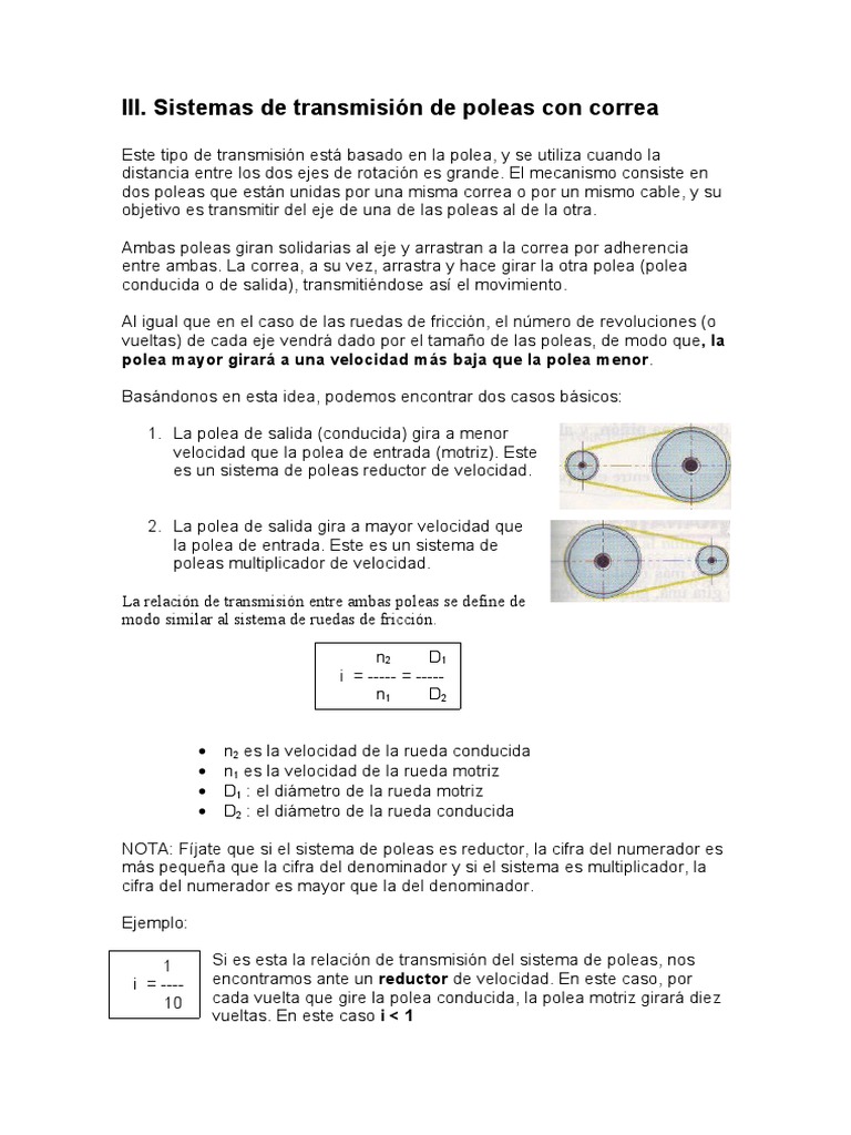 03 Poleas Con Correa Pdf Eje Transmisión Mecánica