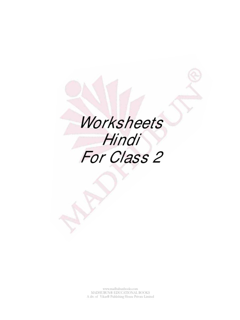 hindi worksheet class 2 pdf
