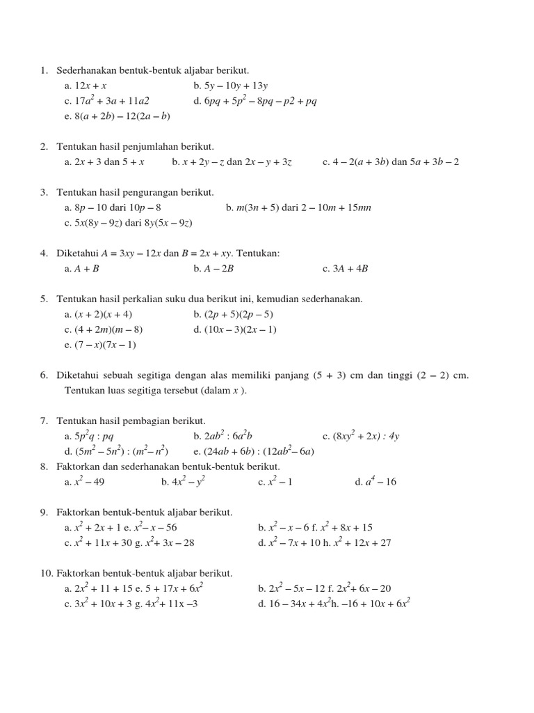 Aljabar | PDF | Metode & Bahan Ajar | Sains & Matematika
