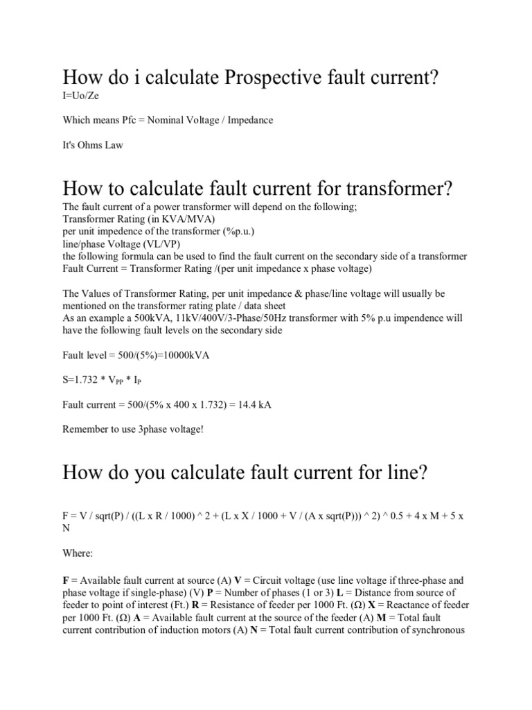 Fault Current Calculation | PDF | Transformer | Electrical Impedance