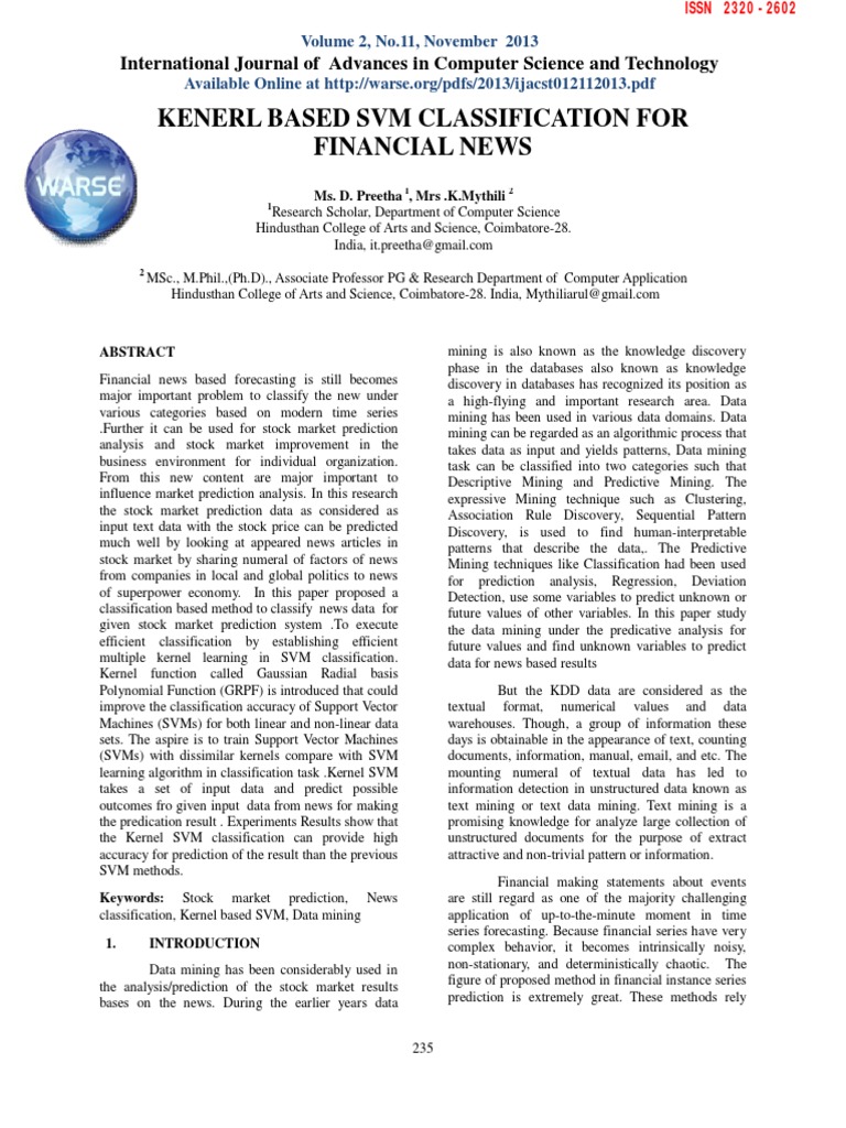 Kernel SVM for Financial News Classification | PDF | Statistical ...