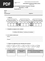 MATEMÁTICA TRIMESTRAL 1º PERIODO 4º ano