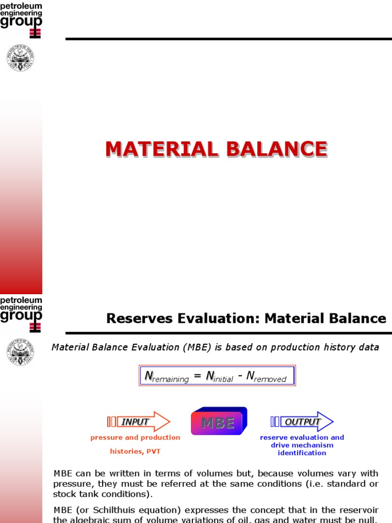 Material Balance | PDF | Petroleum Reservoir | Chemistry