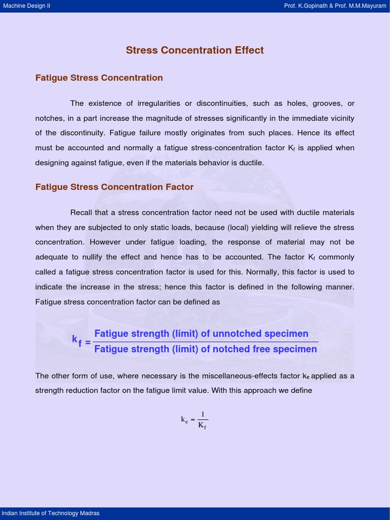 Fatigue Stress Concentration Factors Explained | PDF | Teaching Methods ...