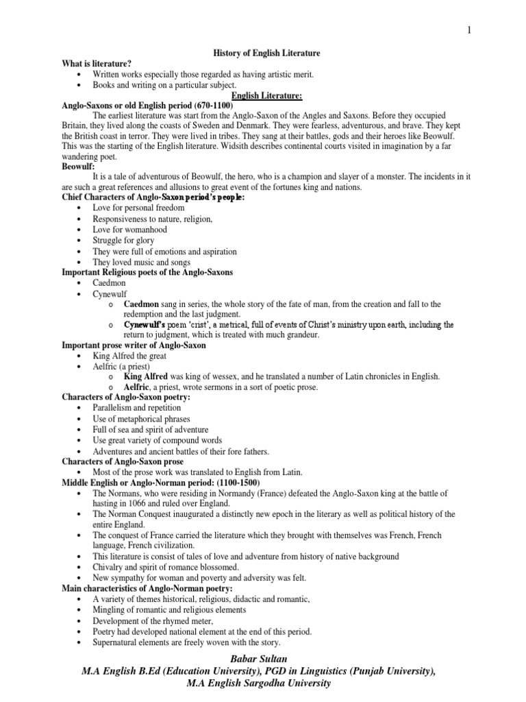 HISTORY OF ENGLISH LITERATURE SHORT NOTES visual data 8