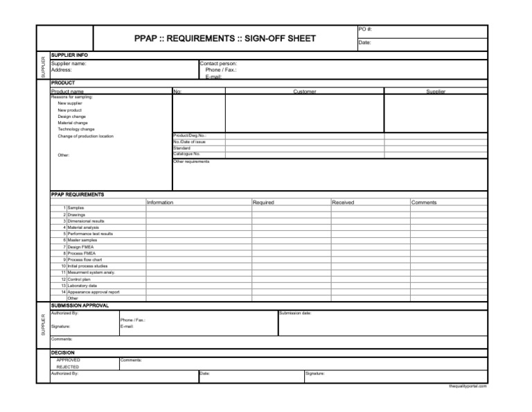 PPAP Requirements and Approval Process | PDF | Business | Technology ...