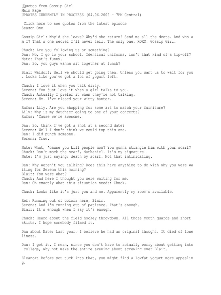 Gossip Girl Quotes | PDF | Gossip Girl | Leisure, image size:768x1024