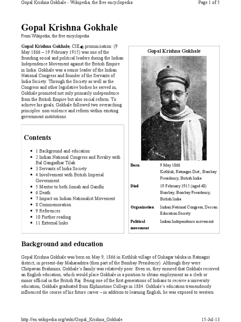 Wiki Gopal Krishna Gokhale Politics Politics (General)