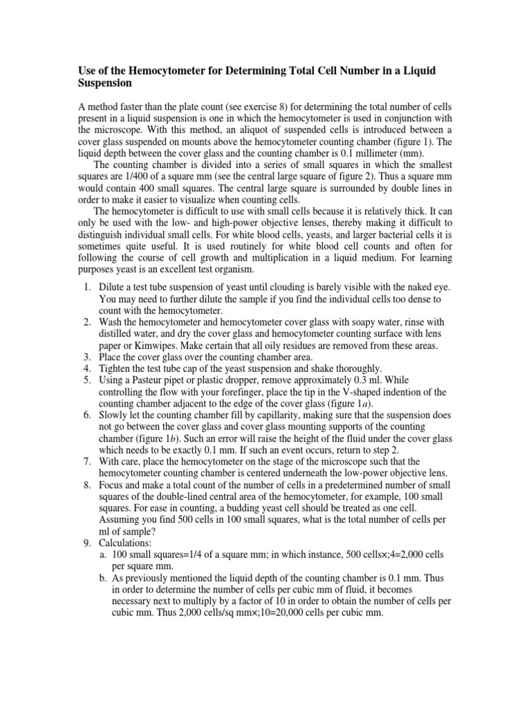 Hemocytometer Cell Counting Guide | PDF | Optics | Applied And ...