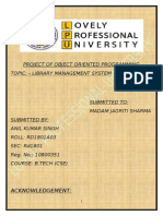 Project of Object Oriented Programming Topic: - Library Management System