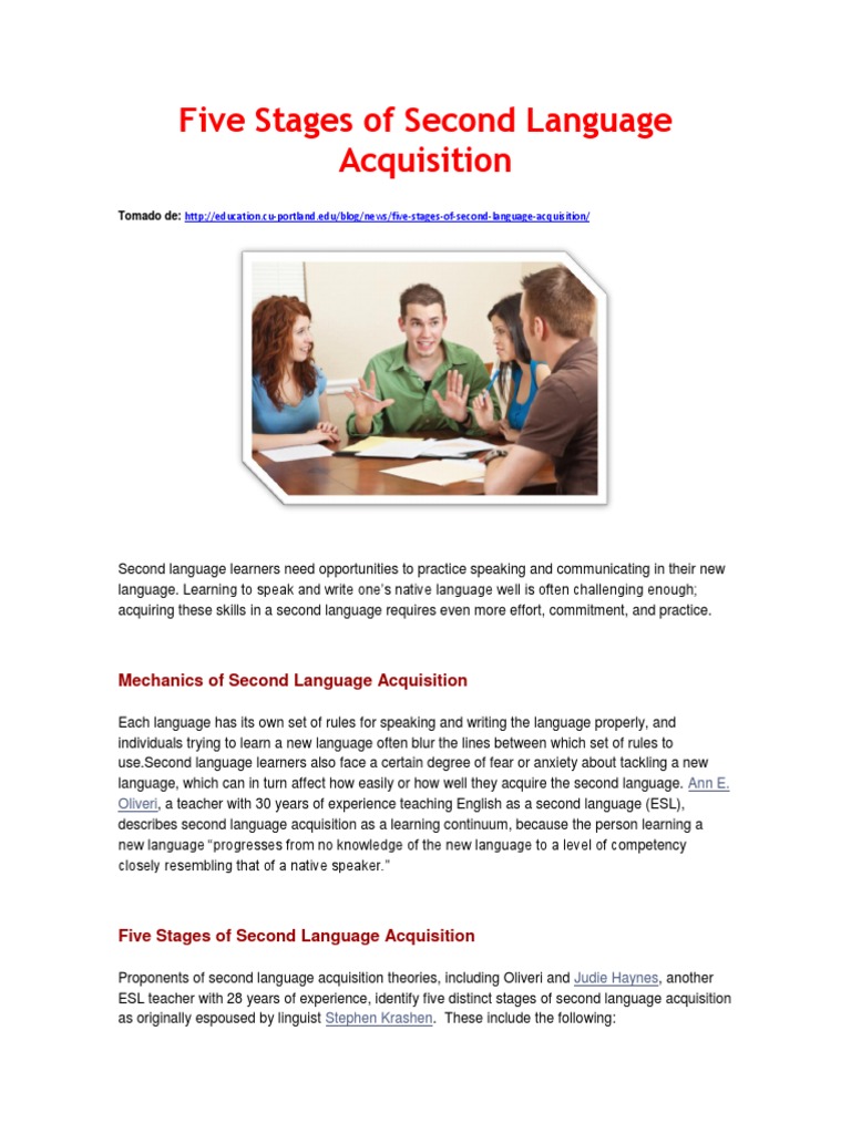 Five Stages of Second Language Acquisition | PDF | Second Language ...
