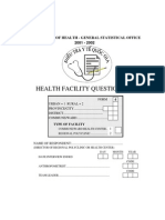 Health Facility Questionnaire: Ministry of Health - General Statistical Office 2001 - 2002