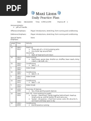 Youth Football Practice Plan Template Nascar Races Motorsport