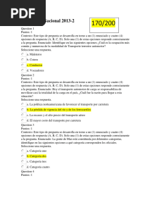 Evaluación Nacional 2013 Unad - Sistemas y Servicios de Transporte