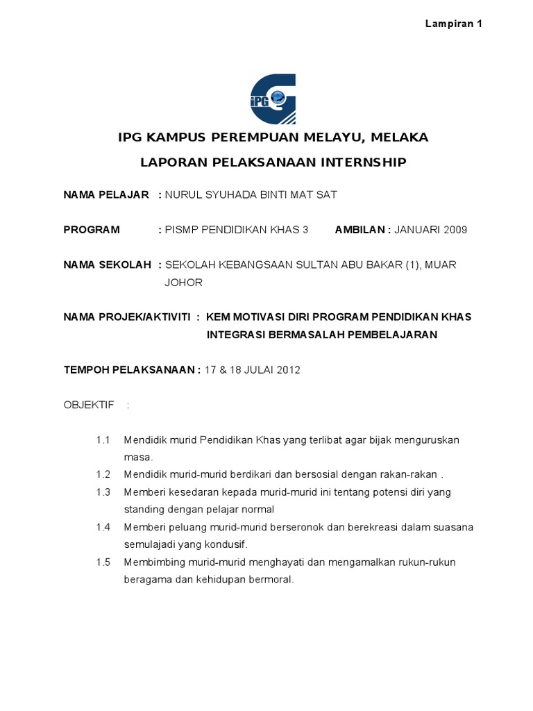 Laporan Kem Motivasi Diri Pdf